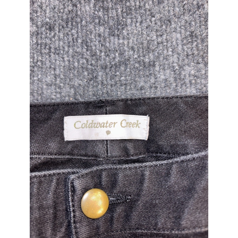 Coldwater Creek Bootcut Jeans Womens 12 Black Denim Stretch Dark Wash Low Waist - Picture 7 of 12
